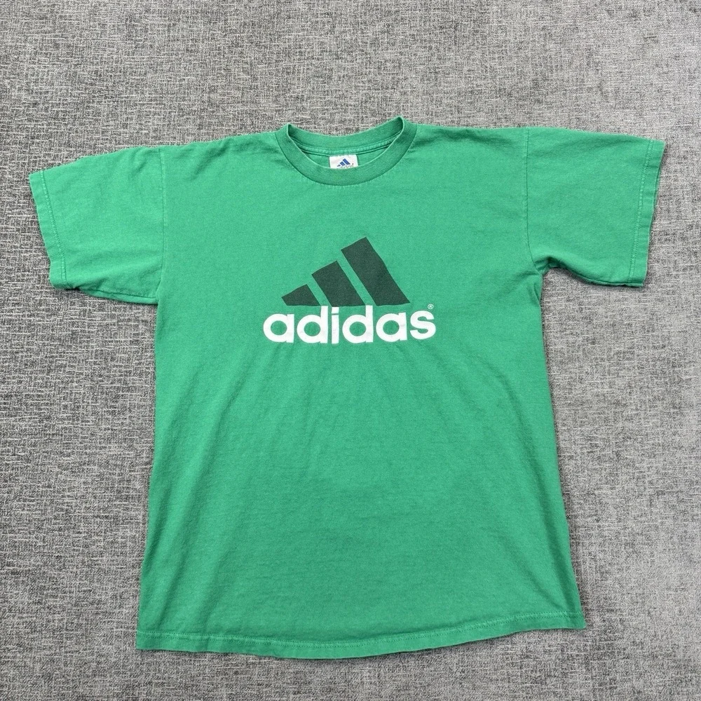 Vintage Adidas Trefoil Shirt Size Medium Green Made In The USA Graphic Logo